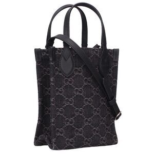 Gucci GG Denim Shoulder Bag Black